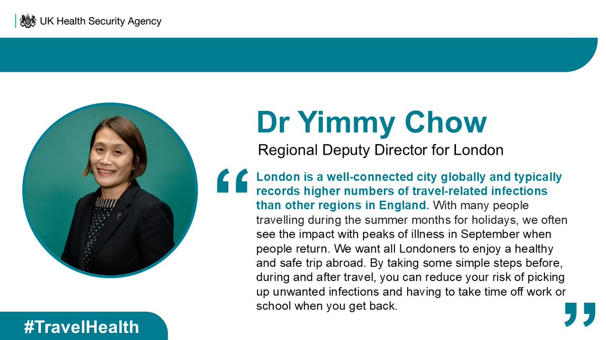 UKHSA_London's tweet image. Heading abroad over summer? Londoners are being urged to protect against common travel-related illnesses. See what our Regional Deputy Director for London, Dr Yimmy Chow, had to say👇
@ProfKevinFenton @londoncouncils @NHSEnglandLDN @LDN_Health