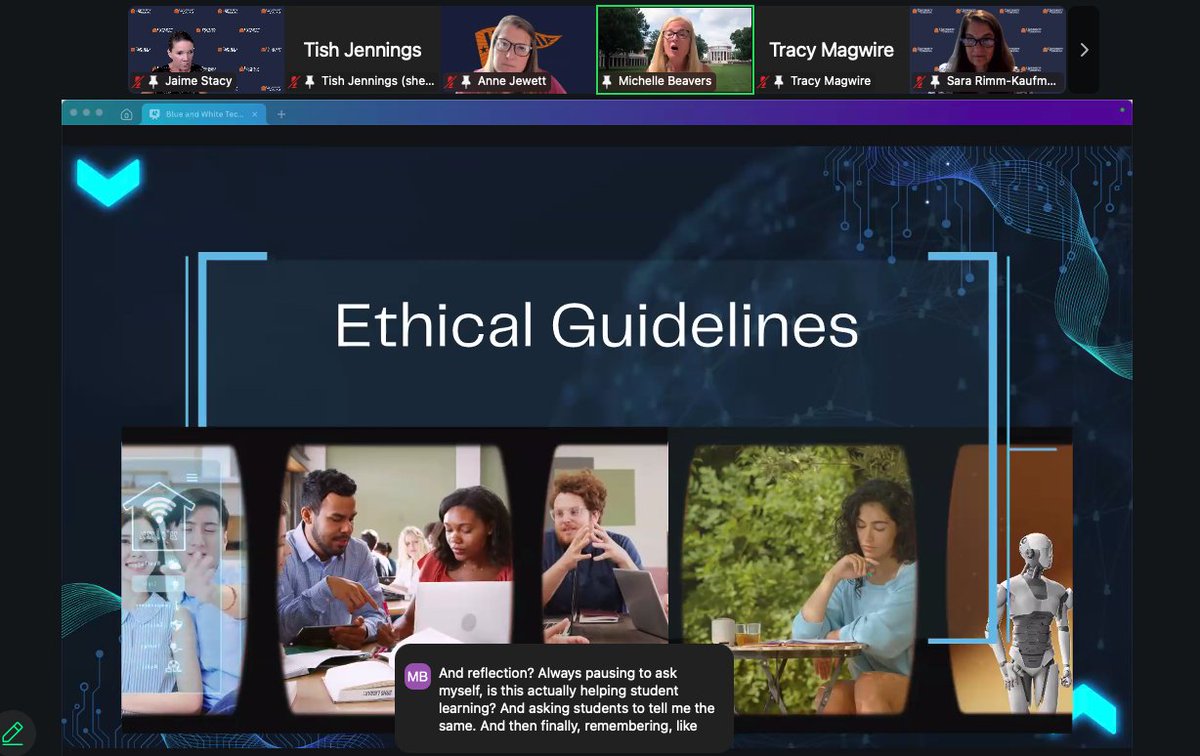 Fantastic Learning from Dr. Michelle Beavers at our Transforming L-12 Education With AI - Happening now at events.zoom.us/ev/AjC4d6H16Eq…