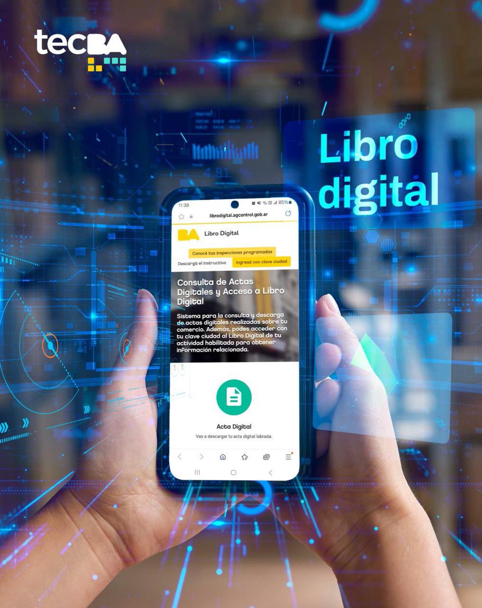 [Dato del día] 

El Libro Digital de la Ciudad centraliza el historial de inspecciones en un único sistema. Más de 126 mil locales comerciales pueden acceder para descargar su acta digital, enterarse de las inspecciones planificadas y saber si su comercio cumple con las normas