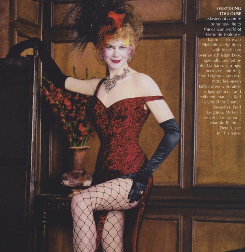 nicole kidman photographed by steven meisel for vogue to promote the auction sale of the diamond necklace worn by satine (2003)