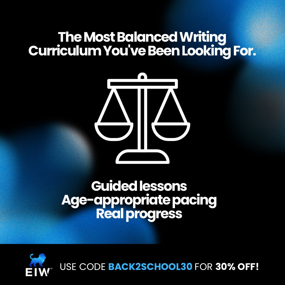 LearnWithEIW's tweet image. Struggling to find the right writing curriculum? Essentials in Writing offers the perfect balance—structured, flexible, and proven. 💙 #writingcurriculum #homeschoolwriting #balancedlearning #K12education