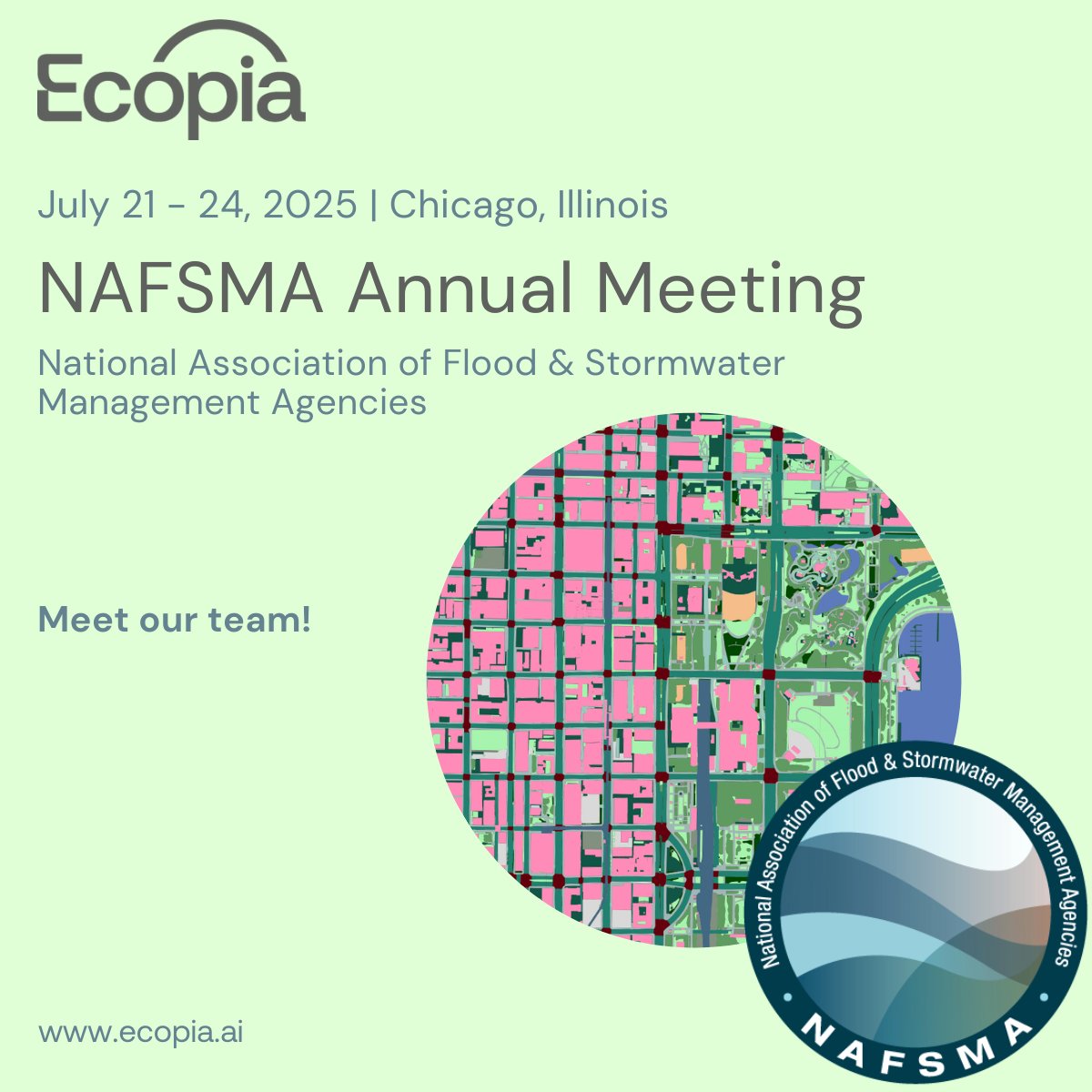 Attending the <a href="/NAFSMAorg/">NAFSMA</a> Annual Meeting in Chicago? Stop by our booth to learn more about our new off-the-shelf planimetric land cover data currently in use by stormwater teams across North America for drainage fee calculation, infrastructure planning, hazard mitigation, &amp; more.