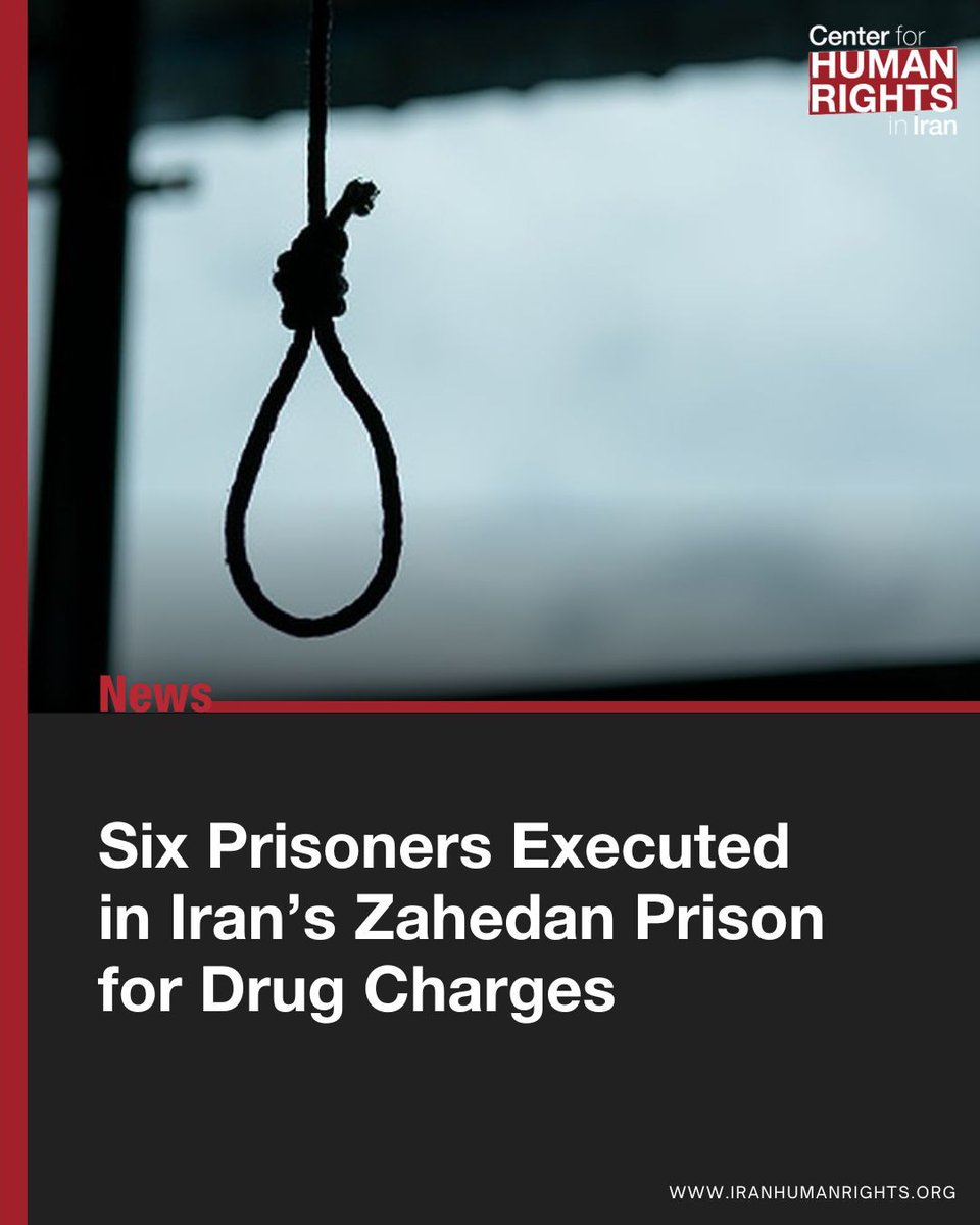ICHRI's tweet image. At dawn on Sunday, July 20, 2025, six prisoners convicted of drug-related offenses were executed in Zahedan Prison, according to Haalvsh.
Three of the men have been identified as Abdoljalil Darkzahi, Nematollah Shahnawazi, and Dariush Shahbakhsh. All three were arrested in…
