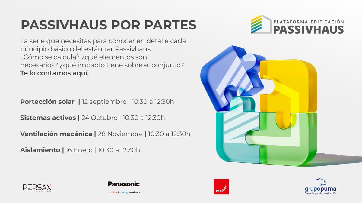 Desmontamos el estándar para entenderlo mejor: el 12/09 arrancamos en Valencia con el ciclo de jornadas #PassivhausPorPartes.

Primera parada: protecciones solares con <a href="/Persax/">Persax</a>  

📝 Reserva tu plaza: plataforma-pep.org/events/passivh…