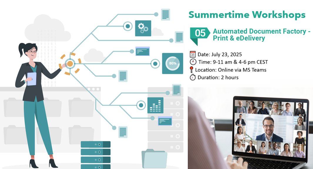 From Theory to Practice! The Digital Automated Document Factory is revolutionizing how we handle complex, multi-channel communications. Join our Summertime Special Workshops this Wednesday to explore the core principles of the Papyrus Digital Automated Document Factory (ADF)!