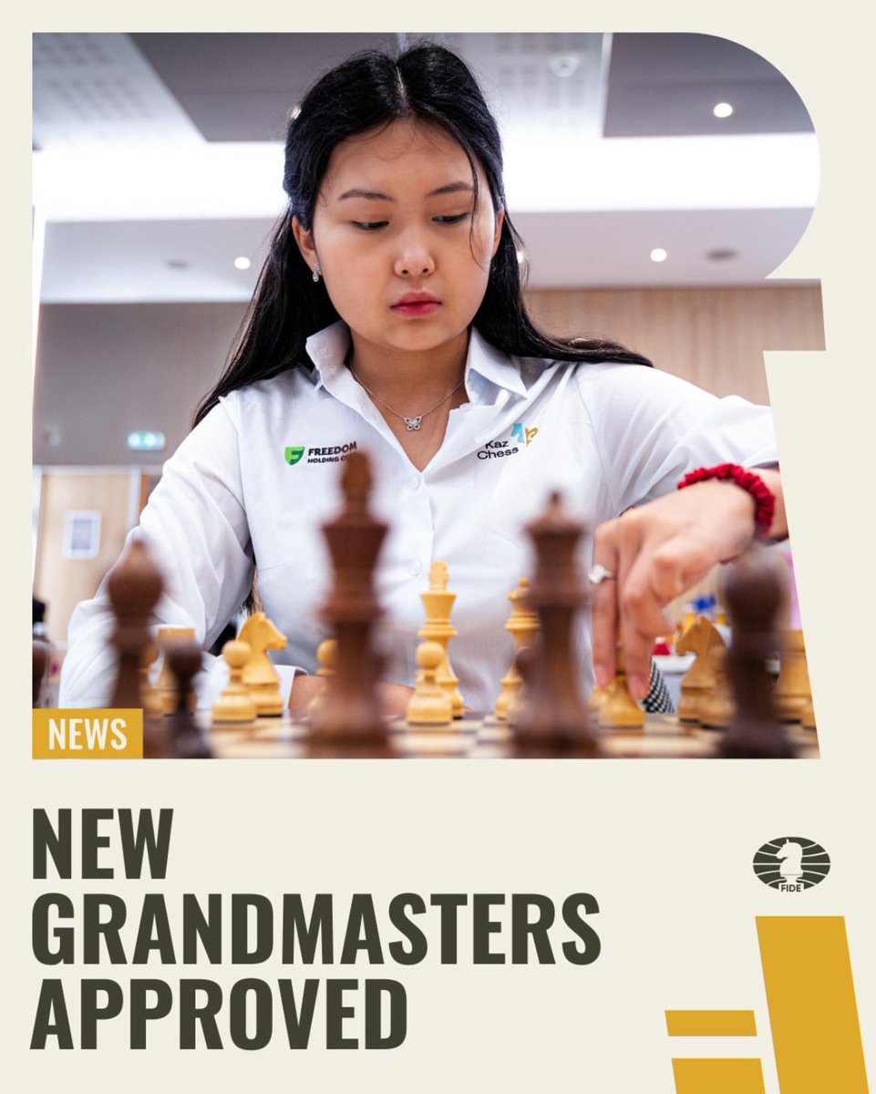 The Astana Times (@theastanatimes) on Twitter photo Bibisara Assaubayeva becomes Kazakhstan’s second female #Grandmaster!
The 21-year-old was awarded the title at the <a href="/FIDE_chess/">International Chess Federation</a> Council meeting in Batumi, joining the ranks of just 43 women in history (along with #Kazakhstan’s Zhansaya Abdumalik) to earn this honor. Bibisara Assaubayeva becomes Kazakhstan’s second female #Grandmaster!
The 21-year-old was awarded the title at the <a href="/FIDE_chess/">International Chess Federation</a> Council meeting in Batumi, joining the ranks of just 43 women in history (along with #Kazakhstan’s Zhansaya Abdumalik) to earn this honor.