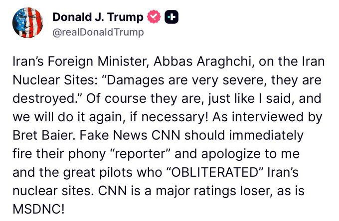 MiddleEast_24's tweet image. In response to Iranian Foreign Minister’s statement that uranium enrichment is a "matter of national dignity," U.S. President Donald Trump warned:
“We will strike Iran again if necessary.”