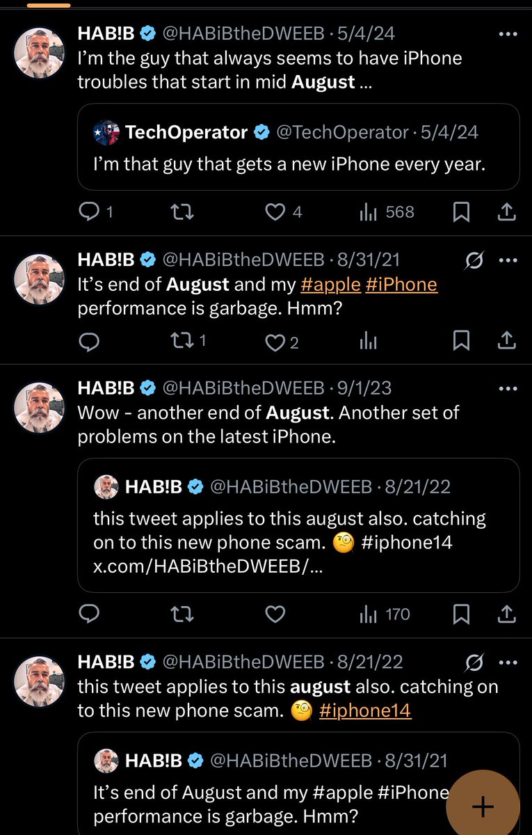 HABiBtheDWEEB's tweet image. Guess what!?
Approaching August and my 1 year old Apple iPhone is losing charger faster than ever and is dropping signal like a bad habit.
I can’t be the only one noticing this! 🤯