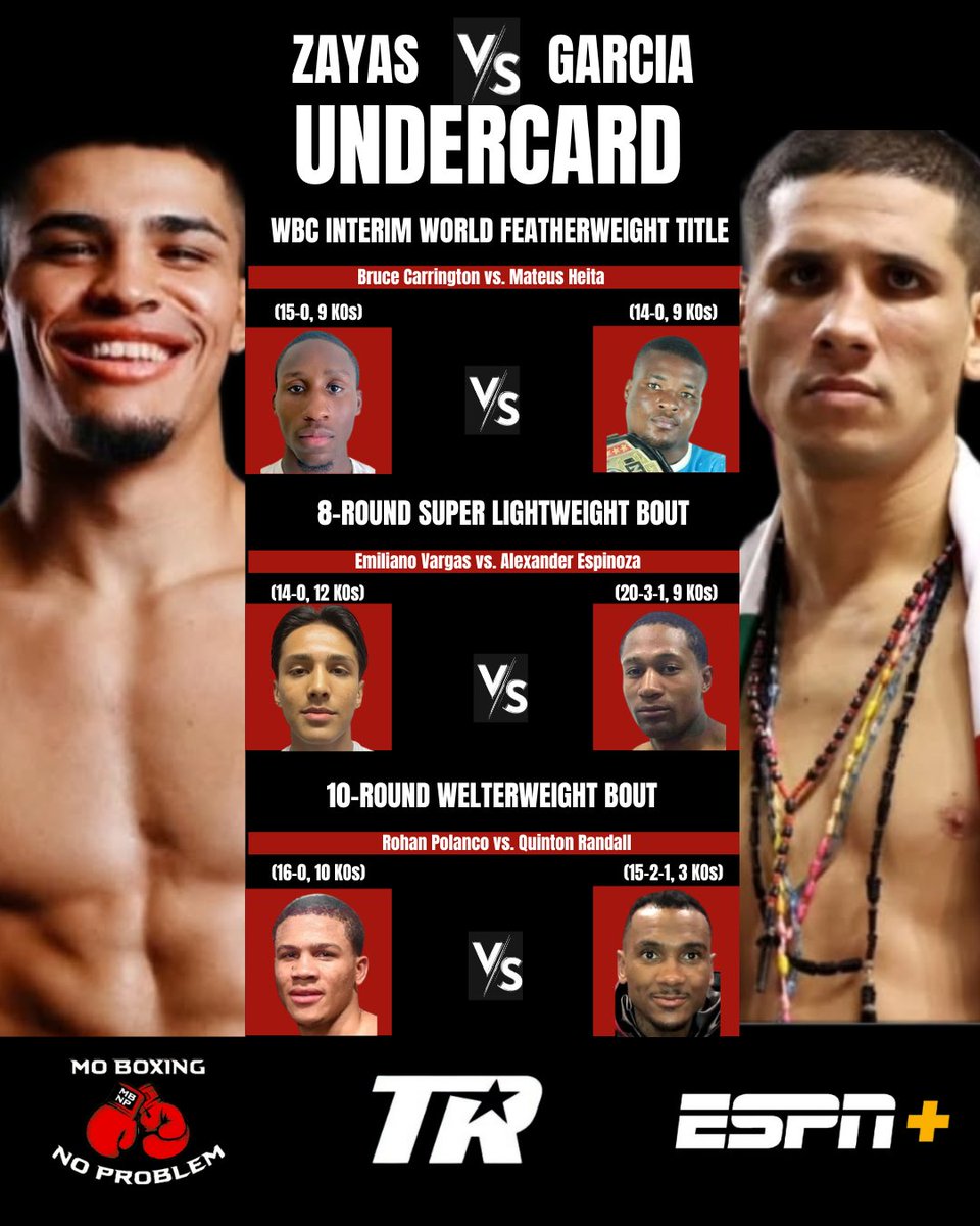 MoBoxingNP's tweet image. These are some of the undercard fights building up to the main event of Zayas-Garcia π₯π₯
