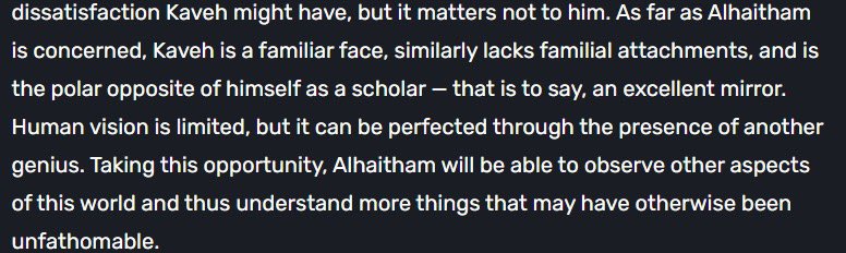 inlutolilium's tweet image. with how much studying reflections to discover the truth important in the world of teyvat is, the fact alhaitham considers kaveh his own reflection/mirror gets much of a bigger meaning. it’s unbelievably poetic in their reality.