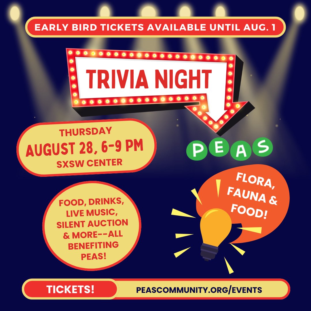 Trivia Night Sneak Peak! Drop the correct answer to today’s trivia question in the comments and give our page a follow for a chance to win a FREE ticket to PEAS Trivia Night on August 28. We look forward to seeing your guesses! More here &gt;&gt; peascommunity.org/events #TriviaTuesday