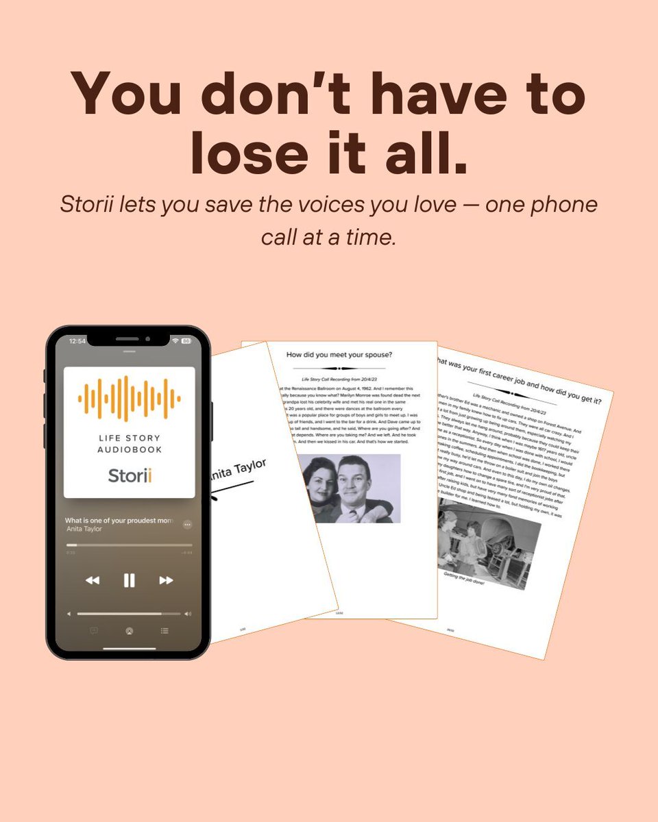 Some voices fade faster than we expect.
Storii helps you save them — before they’re just a memory. 💛

#PreserveMemories #FamilyStories #LegacyMatters  
#VoiceMemories #MemoryKeeper #DigitalKeepsake  
#CaptureTheMoment #StorytellingMatters #SaveTheirStory  
#LovedOnesVoices