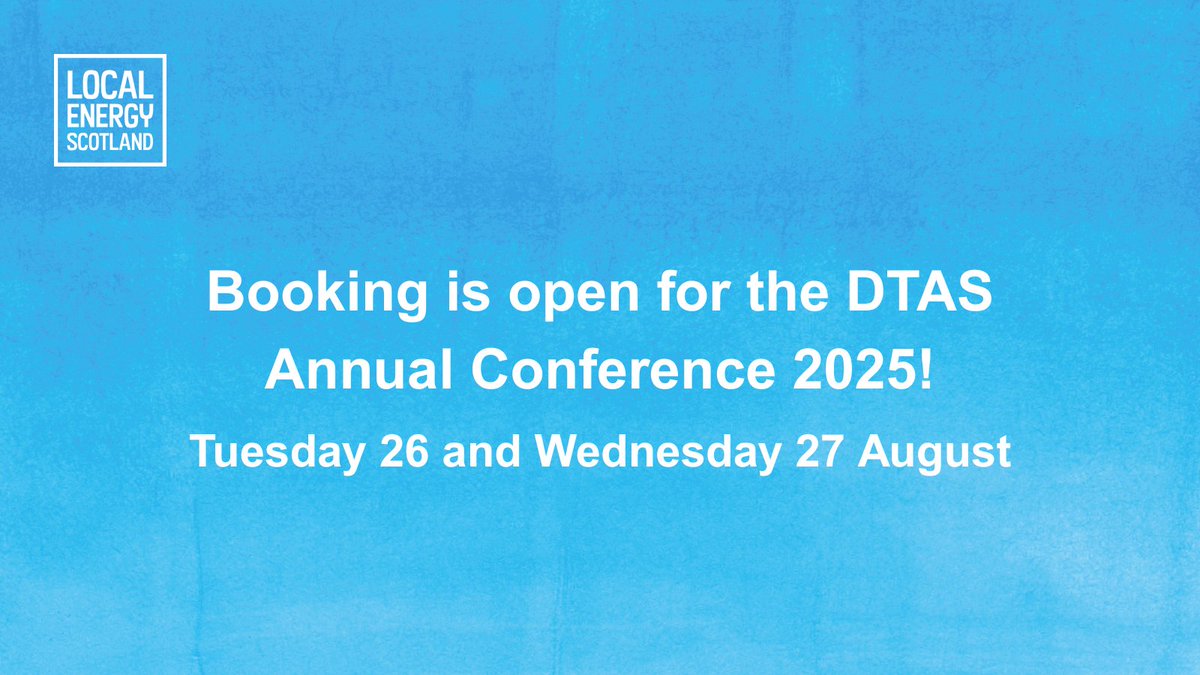 localenergysco's tweet image. Join us at the DTAS Annual Conference 2025 on Tuesday 26 and Wednesday 27 August. We’ll have an information stand on both days, so if you’re attending, please say hello.
Learn more about the conference👇
localenergy.scot/dtas-conferenc…