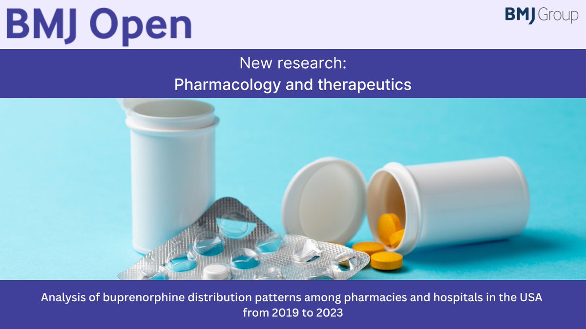 BMJ_Open's tweet image. What are the temporal patterns and state-level disparities in the #opioid buprenorphine distribution among pharmacies and hospitals in the USA?
Read this analysis from 2019 to 2023: doi.org/10.1136/bmjope…
[Figure: Relative percent change 2022–2023 in pharmacies in…