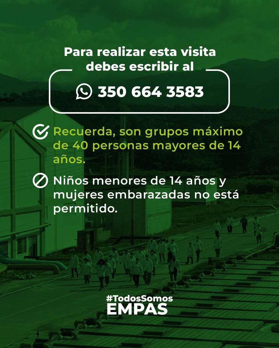 En 2025 más de 850 personas han vivido la experiencia PTAR Río Frío con nuestro programa #TodosSomosEMPAS. 
Líderes comunitarios, estudiantes, universidades y empresas han recorrido la planta para descubrir cómo trabajamos por la recuperación del agua 💦