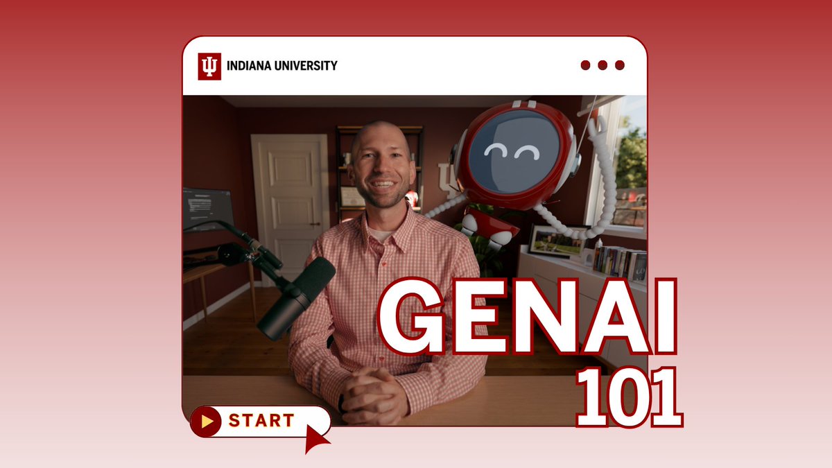 IndianaUniv's tweet image. IU is proud to announce the dawn of a new era in productivity and innovation with the launch of GenAI 101 — a free online program designed to cultivate practical AI proficiency among all members of the IU community, ensuring all are prepared to meet the opportunities and…
