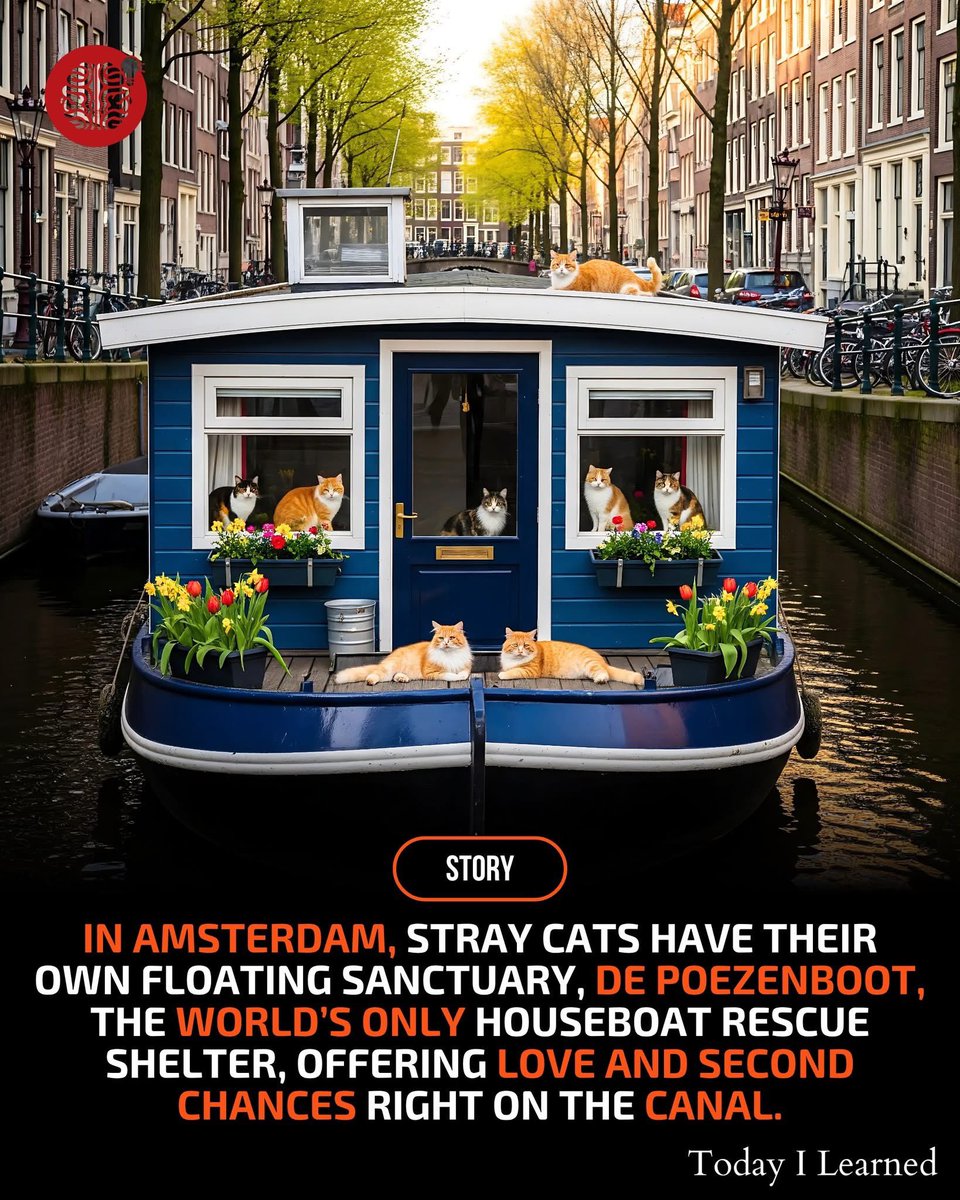 In Amsterdam, cats don’t just roam the streets they float on canals in their very own rescue boat

Nestled along Amsterdam’s charming waterways is De Poezenboot a floating cat sanctuary and the only one of its kind in the world. This cozy houseboat-turned-haven has been rescuing