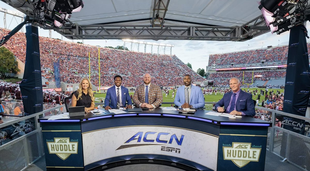 _DavidRumsey's tweet image. ACC Huddle, the ACC Network's signature show, will now travel to the conference's marquee game of the week, commissioner Jim Phillips announces.
Previously, the show broadcast exclusively from the weekly ACCN primetime game.
First up: LSU at Clemson, Aug. 30 on ABC.