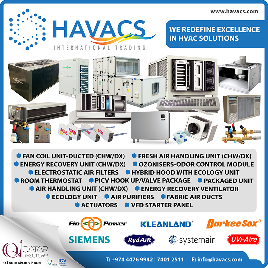 qoagd_rom's tweet image. HAVACS INTERNATIONAL TRADING WLL qataroilandgasdirectory.com/company/havacs… #qataroilandgasdirectory #havacsinternationaltradingwll #buildingmanagementsystems #electromechanicaltrdgcontracting #airconditioningcontractors #electromechanicalcontractors #valves #filtersairgasoil #fans #rydair #uviaire