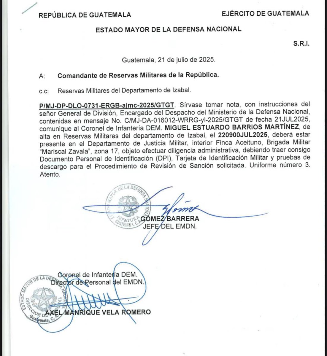 CEDEguate's tweet image. ¿LA JUSTICIA MILITAR PERDERÁ TODA LA CREDIBILIDAD Y HARÁ EL RIDÍCULO POR COMPLACER LAS ILEGALIDADES DE @BArevalodeLeon?
Presentar una denuncia o un amparo son DERECHOS CONSTITUCIONALES de todos los habitantes; los militares no están excluidos del derecho de petición (Art. 28),…