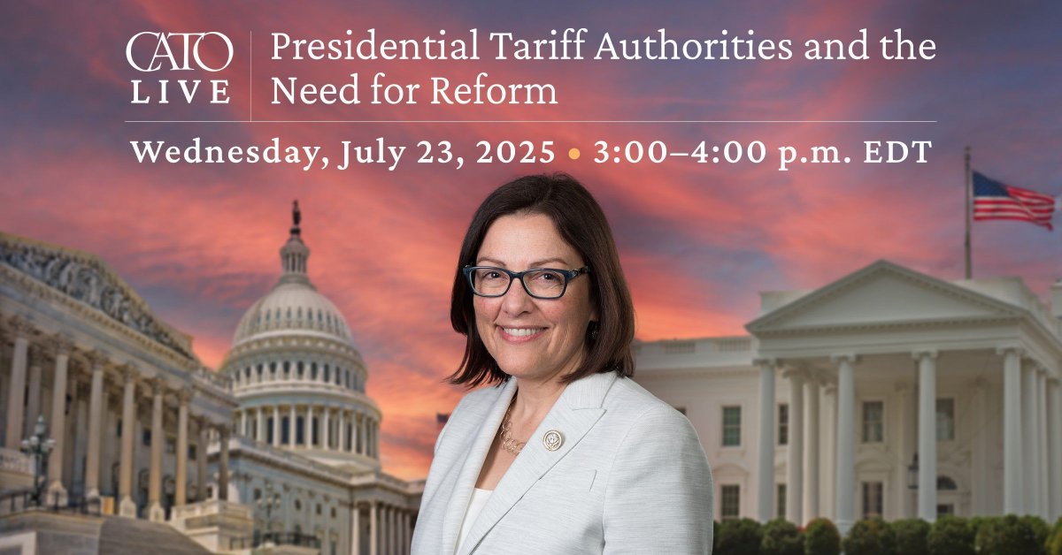 CatoTrade's tweet image. 🚨 HAPPENING TOMORROW:
@scottlincicome and @RepDelBene will discuss how Congress can reclaim its constitutionally mandated authority to regulate foreign commerce at the @CatoInstitute.
Save your seat 👉 cato.org/events/preside…