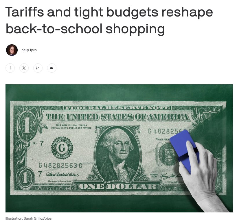 RubenGallego's tweet image. Sticker shock when back-to-school shopping looks like it’s happening.
Students having to pay the price for Trump’s dumb trade war.