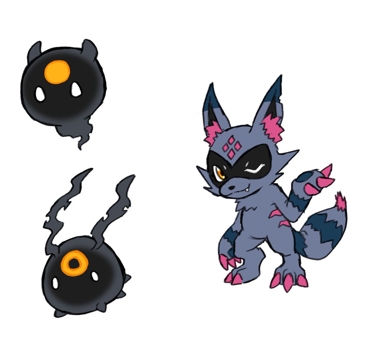 IdleCatGamer's tweet image. Wispup, Wispgrubmon, and Bandreamon mischievous little digimon of the night
#digimon #digimonfanart