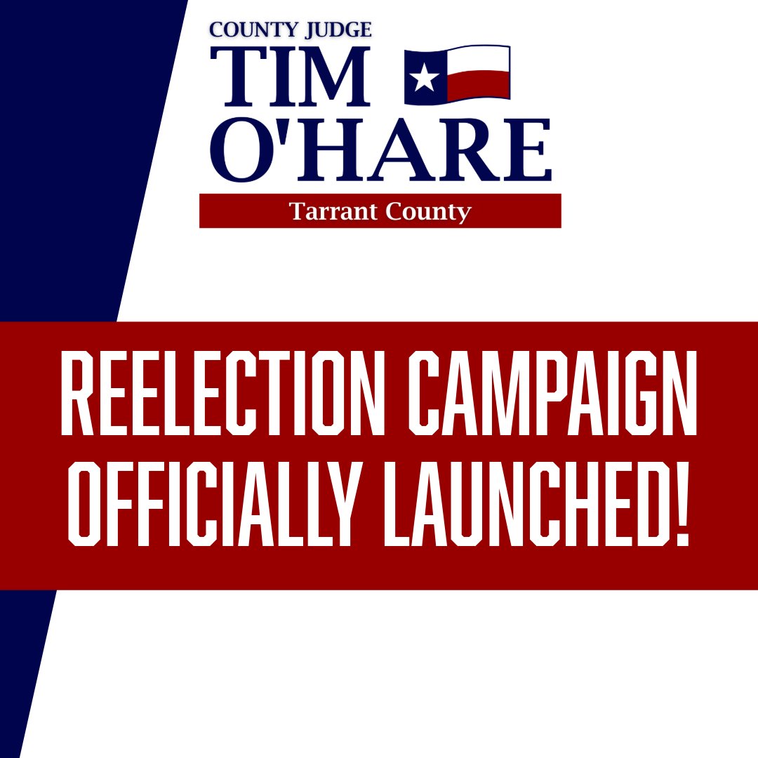 TimothyOHare's tweet image. Today, I launched my bid for reelection. Since taking office in 2023, I have led the charge to restore limited government, cut property taxes, support law and order, and uphold Tarrant County family values.
Together, we changed the direction of Tarrant County. I’d be honored to…