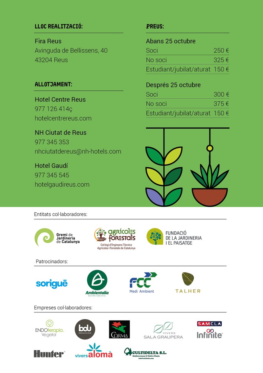 El 24è Congrés APEVC a #Reus, a través de ponències, taules rodones i experiències pràctiques, vol posar en valor el paper estratègic del verd en la #salutpública, la conservació de la #biodiversitat i la configuració d’un #territori més habitable. 

apevc.cat/congres-apevc/