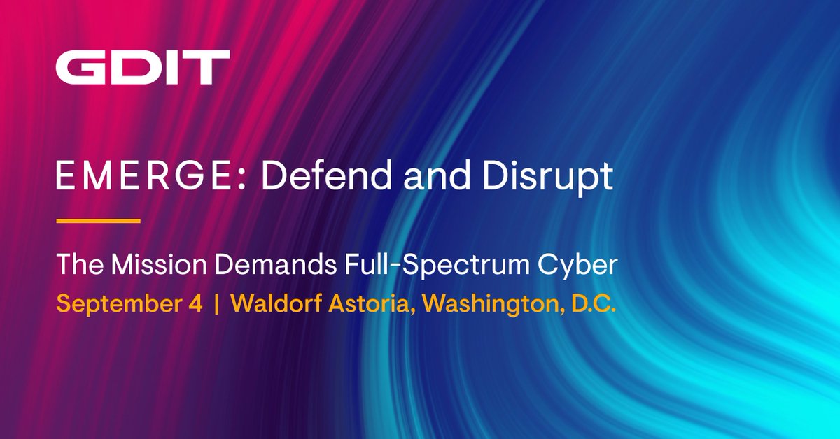 Cyber threats aren’t waiting—and neither is the mission.
On 9/4, join top leaders from government &amp; industry at #GDITEmerge: Defend and Disrupt to explore how agencies are going beyond the perimeter &amp; taking steps to outmaneuver adversaries.

Register now: hubs.li/Q03y7rpk0
