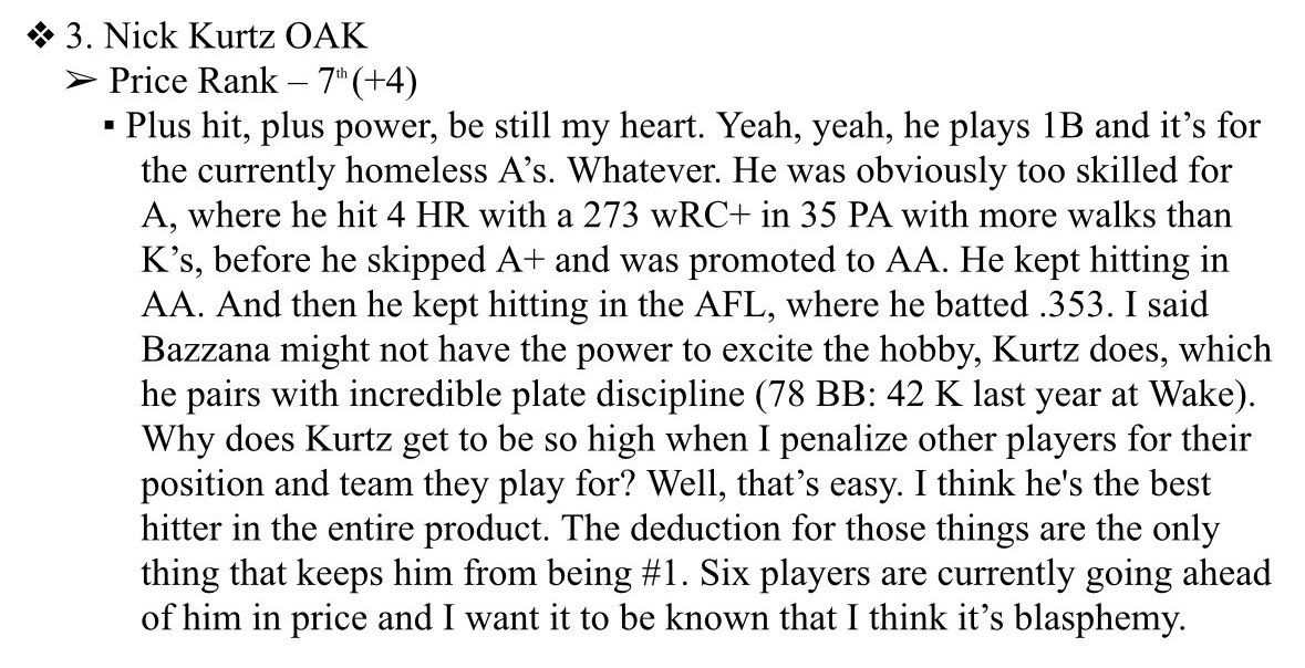 BigBobsCards's tweet image. Throwback to December of 2024 when Nick Kurtz was going as the 7th most expensive player in 2024 Bowman Draft PYP’s and I said that he was “the best hitter in the entire product.”