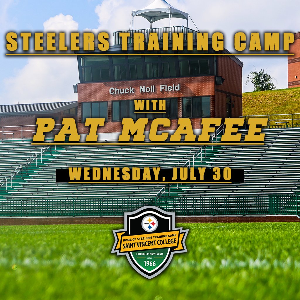 Pat McAfee is rollin’ into Steelers Training Camp—right here on the campus of Saint Vincent College! Don’t miss your chance to catch the energy and see him live! 🐻