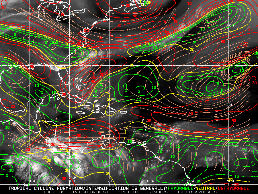 AndyHazelton's tweet image. #94L is still producing some scattered showers this morning, but nothing very organized. It's heading into a higher-shear environment in the Eastern Caribbean, so further development seems unlikely. Still probably at least couple of weeks away from the MDR potentially being…