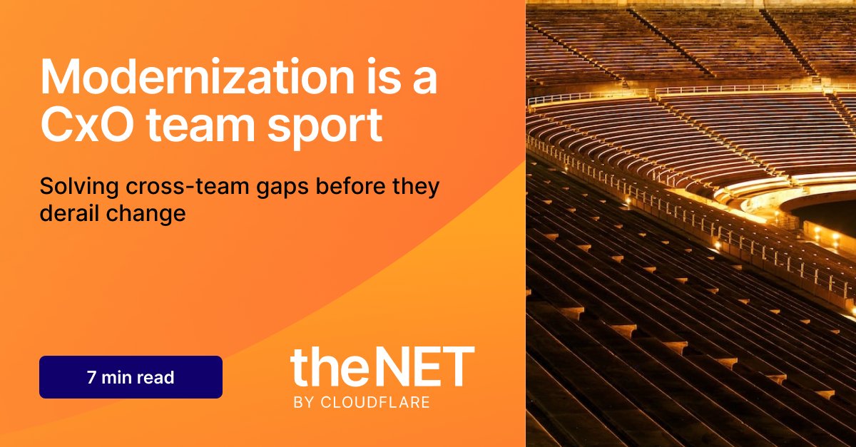 Cloudflare's tweet image. Too many modernization projects fail before they start. Misaligned CxO priorities lead to delays, higher security costs, and lost customers.
👇👇 Here’s what successful organizations do differently 👇👇
cfl.re/44SMKUt