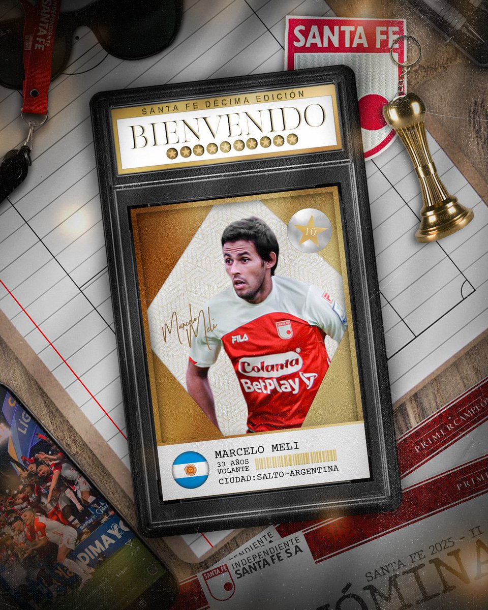 Miguel París (@soymiguelparis) on Twitter photo ¡Los números de Marcelo Meli 🇦🇷, la quinta contratación de <a href="/SantaFe/">Independiente Santa Fe</a> 🇮🇩 para el segundo semestre del 2025 🏆!
⚔️: Mediocampista
📏: 1.74 m
🎂: 33 años
🦶: Derecho
🏟️: 337 partidos disputados
⚽️: 15 goles
🅰️: 25 asistencias
🔙 Colón 🇦🇷, Boca Juniors 🇦🇷, Sporting Lisboa 🇵🇹, ¡Los números de Marcelo Meli 🇦🇷, la quinta contratación de <a href="/SantaFe/">Independiente Santa Fe</a> 🇮🇩 para el segundo semestre del 2025 🏆!
⚔️: Mediocampista
📏: 1.74 m
🎂: 33 años
🦶: Derecho
🏟️: 337 partidos disputados
⚽️: 15 goles
🅰️: 25 asistencias
🔙 Colón 🇦🇷, Boca Juniors 🇦🇷, Sporting Lisboa 🇵🇹,