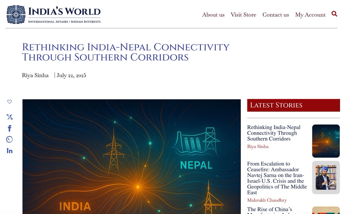 HappymonJacob's tweet image. In contrast to conventional wisdom, Riya Sinha argues that "connectivity has become the defining theme of India-Nepal relations."
indiasworld.in/rethinking-ind…
#IndiasWorld @_RiyaSinha @IndiasWorld_mag #IndiaNepal