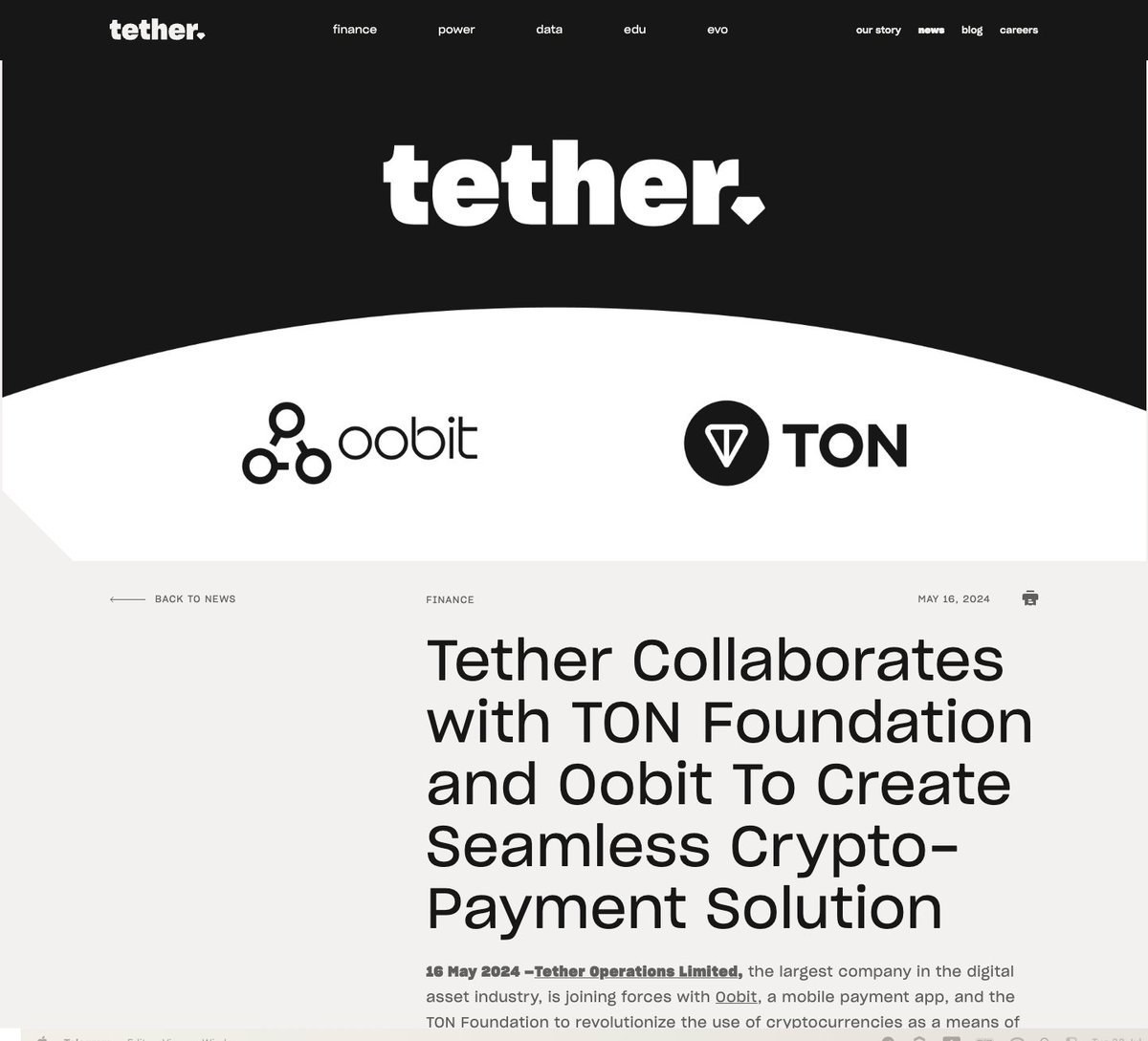 oobit's tweet image. 🇺🇸Huge congrats to @ton_blockchain on their US launch! Enabling people to spend $TON globally is always part of the plan.
You already know what's coming soon.... 👀 #LFG
tether.io/news/tether-co…