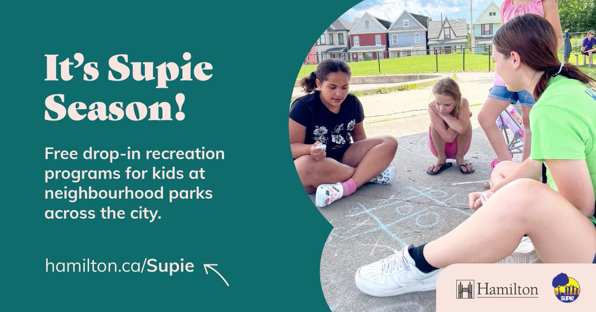 It’s #Supie season! From June 30 – August 22, FREE drop-in recreation programs are offered to kids in neighbourhood parks across the City. For more info on locations and how to participate, please visit hamilton.ca/supie #HamOnt