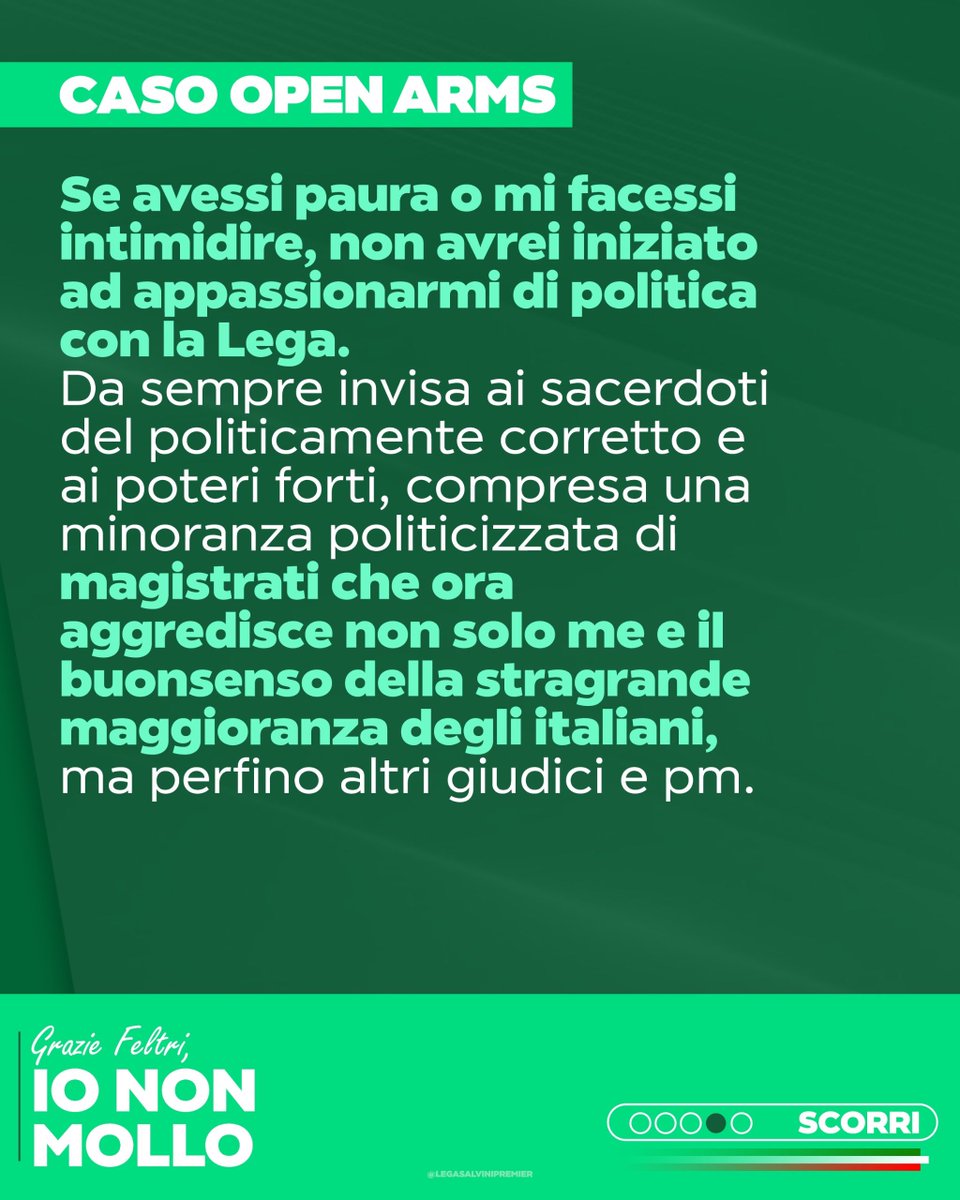 matteosalvinimi's tweet image. Caso Open Arms, la mia lettera a Vittorio Feltri, oggi sul Giornale. Io non mollo!