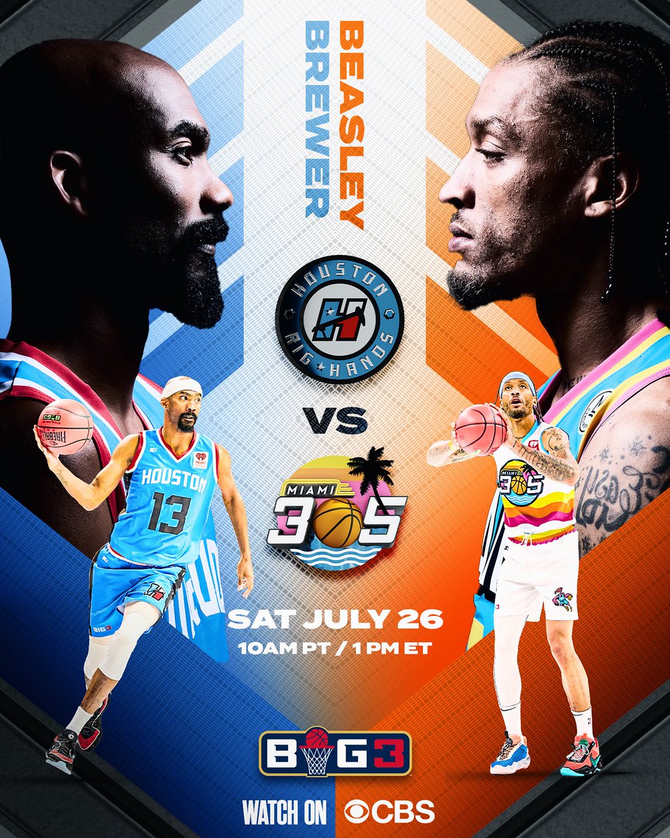 thebig3's tweet image. The rematch we've all been waiting for: Corey Brewer vs. @Michael8easley. Last year's championship is still fresh in everyone鈥檚 minds. Tune in to @CBSSports Saturday at 1 PM ET.