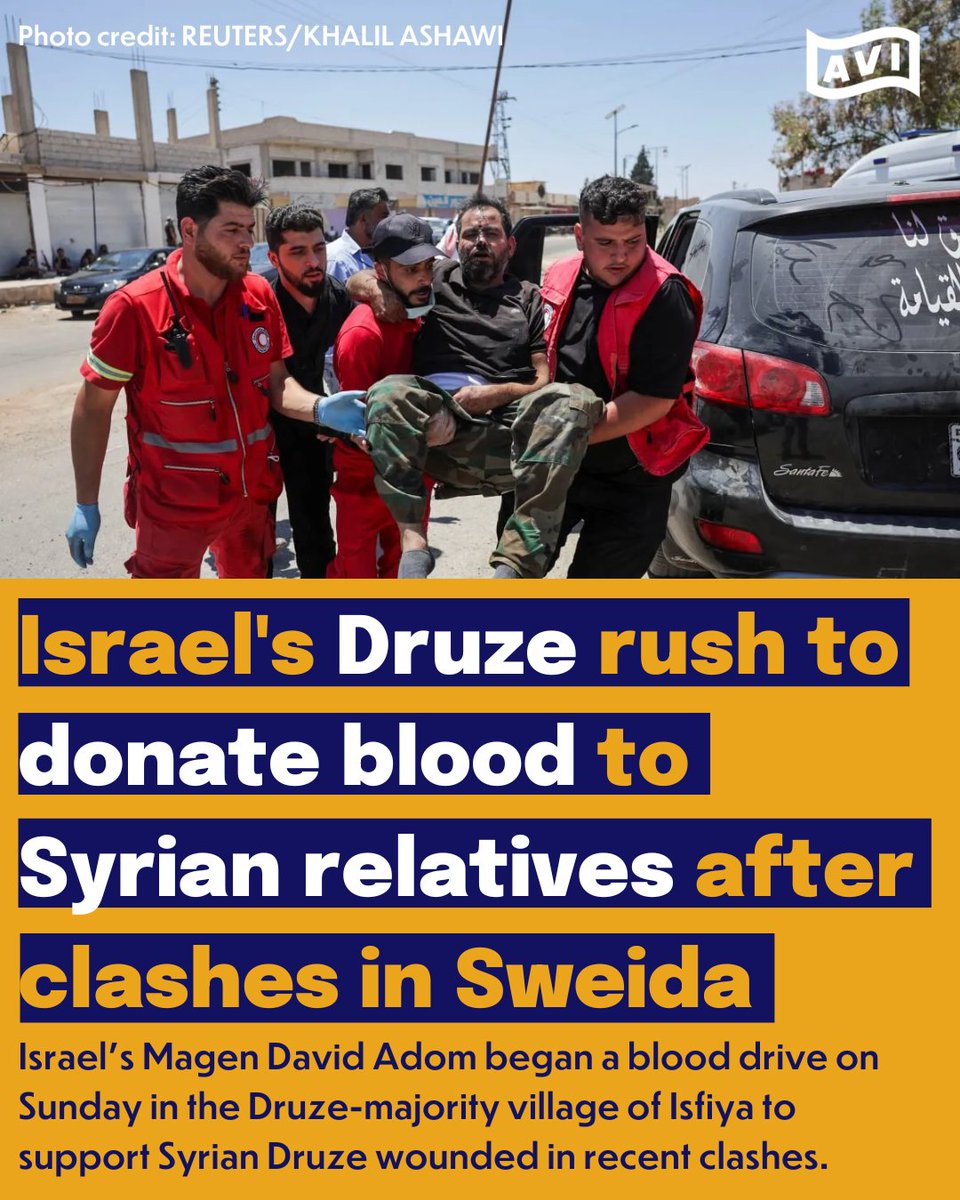 AlliedVoicesIL's tweet image. Dozens of people lined up to donate their blood, and 40 samples were collected in just two hours.
Saleh Badriya, CEO of the Israeli-Druze Center in Isfiya shared that several of his relatives were killed during the attacks on Syrian Druze.
Caption: @Jerusalem_Post
#avinews