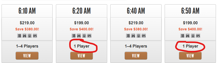 RickRunGood's tweet image. I play a lot of golf as a single but don't remember seeing this before. Cheaper rates if you "close" the group instead of starting a new one.
I haven't thought this through but seems like a net positive for everyone.