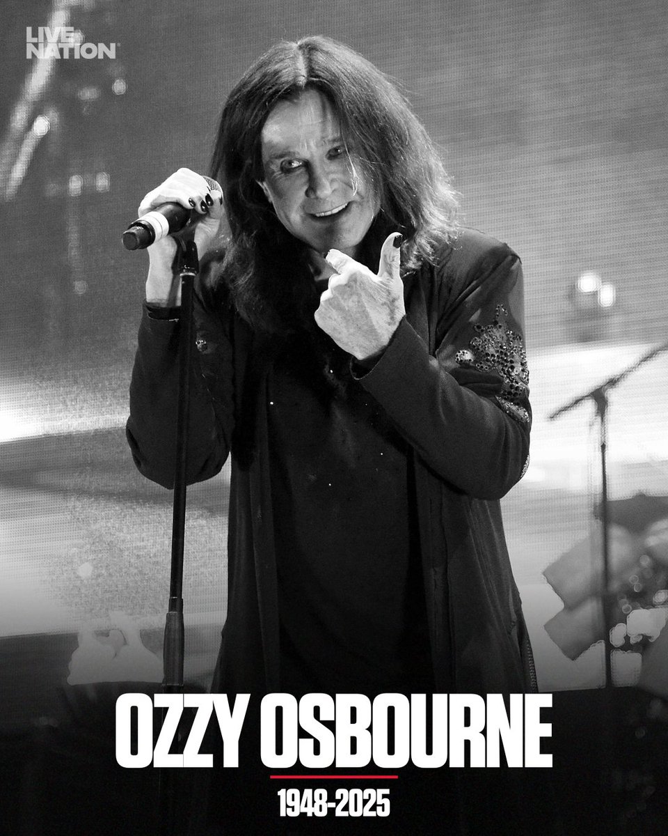 LiveNation's tweet image. We lost a legend today. @OzzyOsbourne 's legacy and impact on music will never be forgotten. RIP to the Prince of Darkness🖤