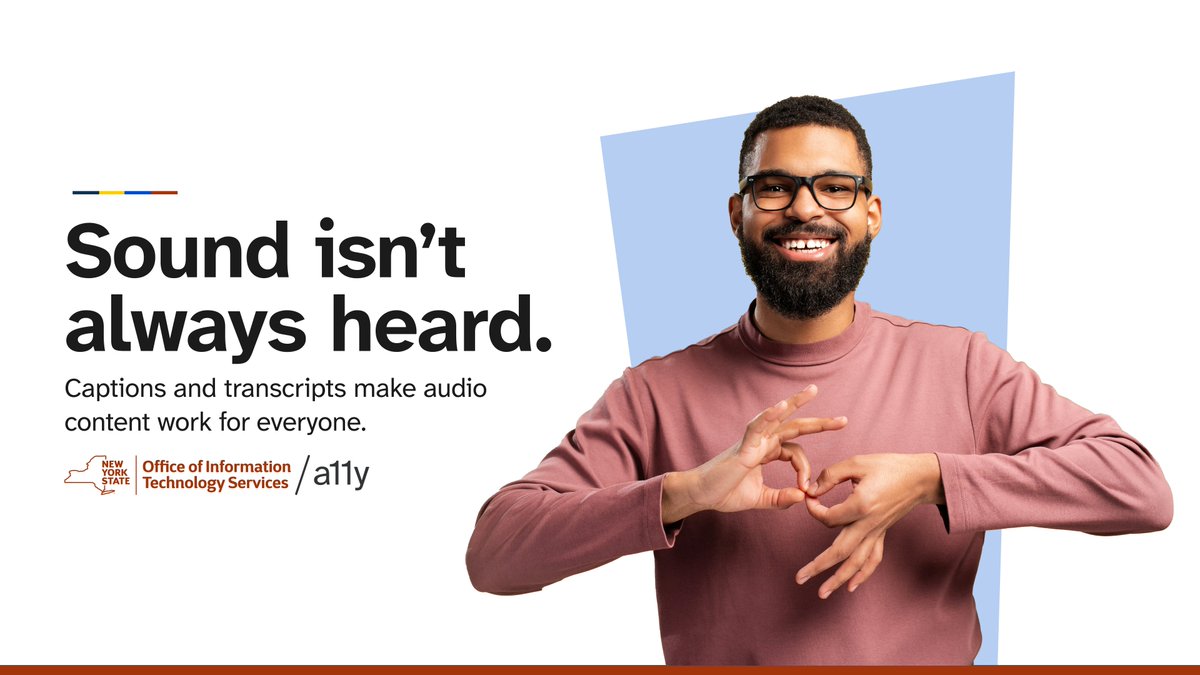 NYSStudentAid's tweet image. Sound isn’t always heard. Captions and transcripts make audio content work for everyone.
#accessibility #ada35 @NYSITS