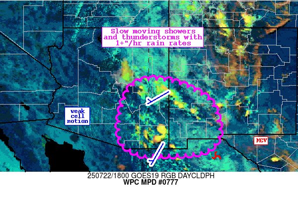 NWSWPC's tweet image. #WPC_MD 0777 affecting Southeast Arizona, Southwest New Mexico, #nmwx #azwx, wpc.ncep.noaa.gov/metwatch/metwa…