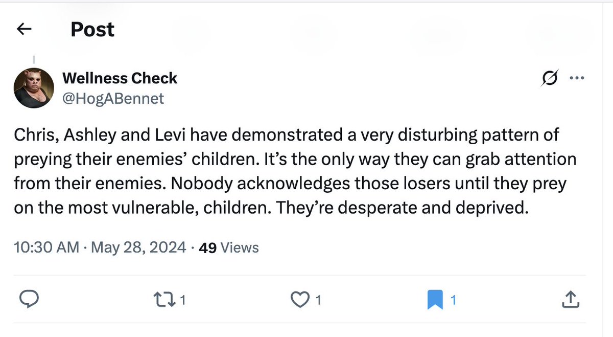 .Public Safety #Tip 

#Children should be protected but it seems an enemy’s child is fair game as this person states,

“...have demonstrated a very disturbing pattern of preying their enemies’ children"

#MelodyBlues #Moxi3 #CrazyPorras #0utlaw #AnyFeel