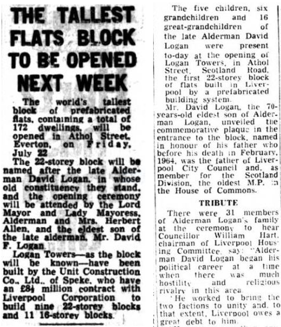 Liverpool1207's tweet image. When Logan Towers on Athol/Hedley Street opened on 22nd July 1966 it was the world’s tallest pre-fabricated building, and saw Liverpool overtake London in terms of high-rise residences.
Demolished 1991