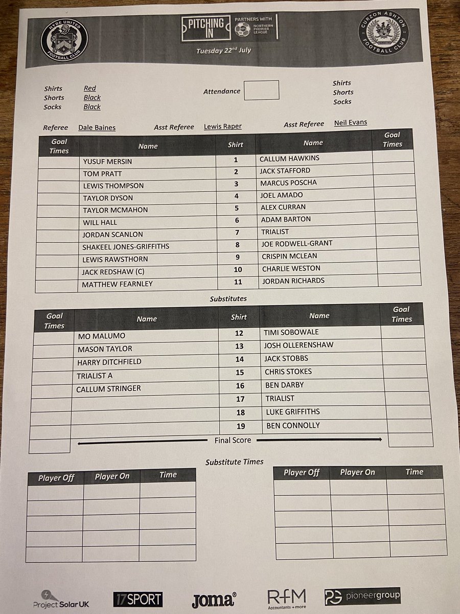 hydeunited's tweet image. TEAM NEWS - This evenings teams as we host @CurzonAshton
#TigersHyde #HUFC 🐯