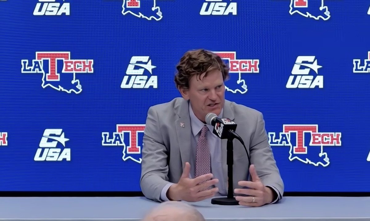 BelinsonMatt's tweet image. #LATech HC Sonny Cumbie at CUSA Media Day:
- On TE Eli Finley: "He’s gonna be the best in the league."
- Said new OC Tony Franklin is further along in working through his offense than any system in the program's previous three years
- On winning games: "We're going to this fall."