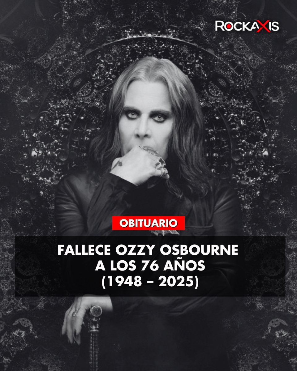 Luto en el rock: Ozzy Osbourne ha fallecido a los 76 años...

Según fuentes oficiales, el príncipe de las tinieblas y pionero del heavy metal, Ozzy Osbourne, ha partido este martes, pocas semanas después de su emotivo concierto de despedida junto a Black Sabbath en Villa Park,